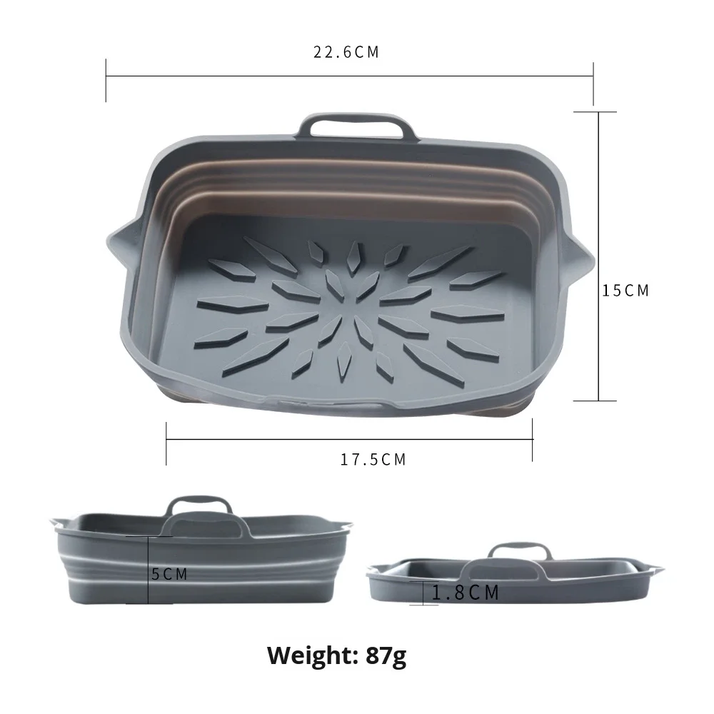 Air Fryer Silicone Baking Tray Foldable High-Temperature Resistant Round  Square/round Foldable Silicone Oven Baking Pan supplier