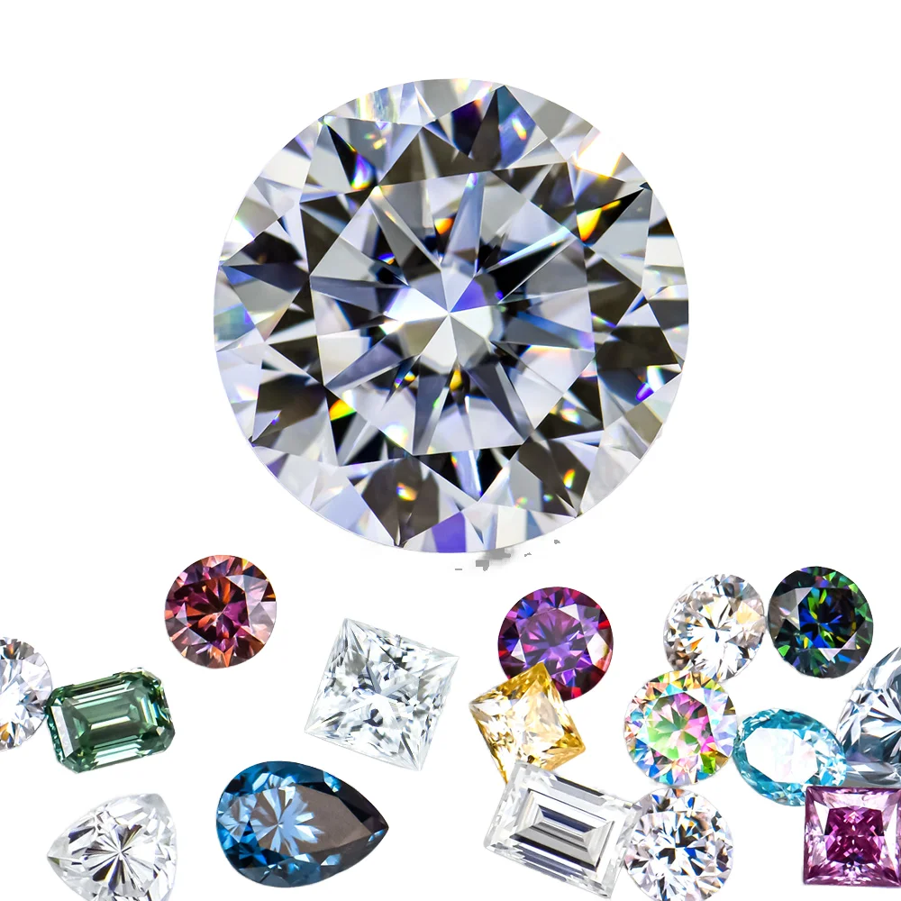 Special Offer Spot Product Lab Created Loose Stones with GRA Certificate Round Brilliant Cut Colored Moissanite Diamond