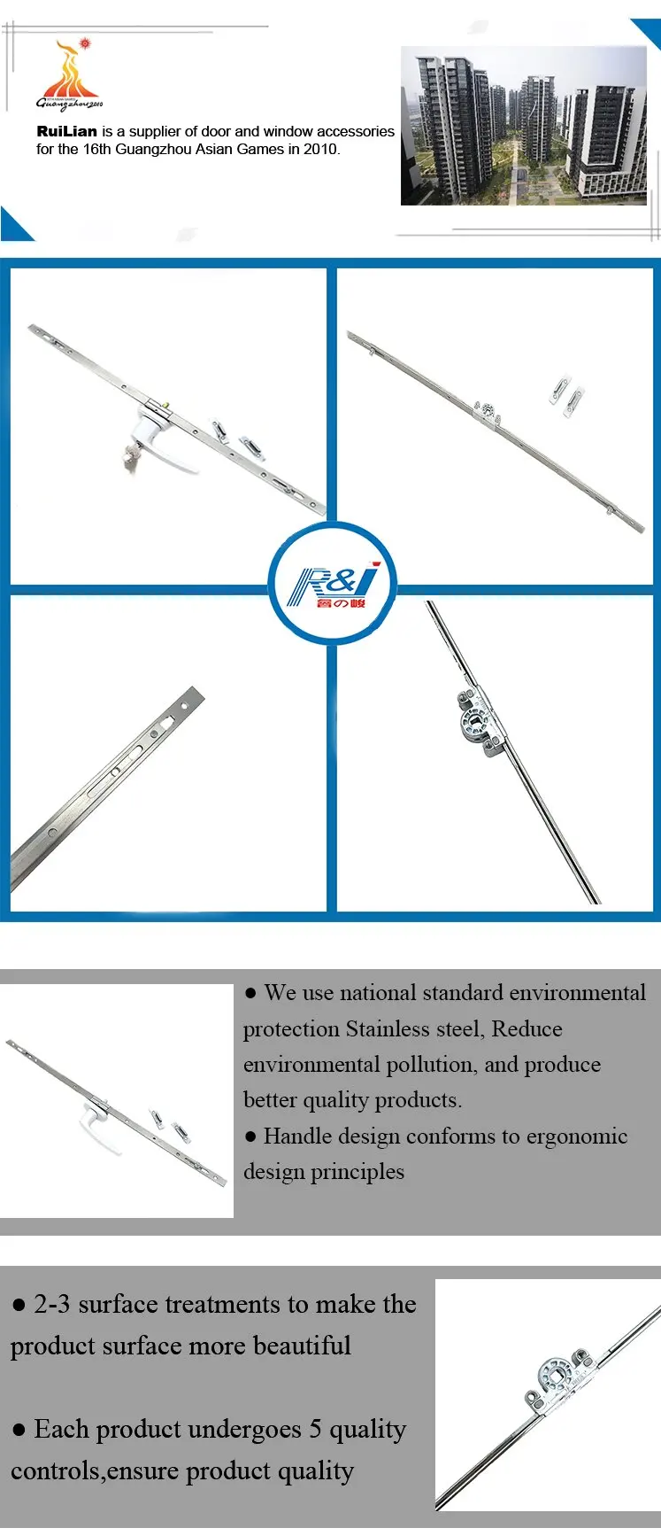 Upvc Stainless Steel 304 Backset Transmission Rod For Sliding Casement
