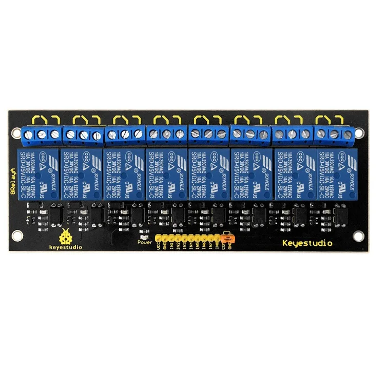 Keyestudio 8 Channel 5V Road Relay Shield for Arduino 250V/10A AC DC Element Relay Module