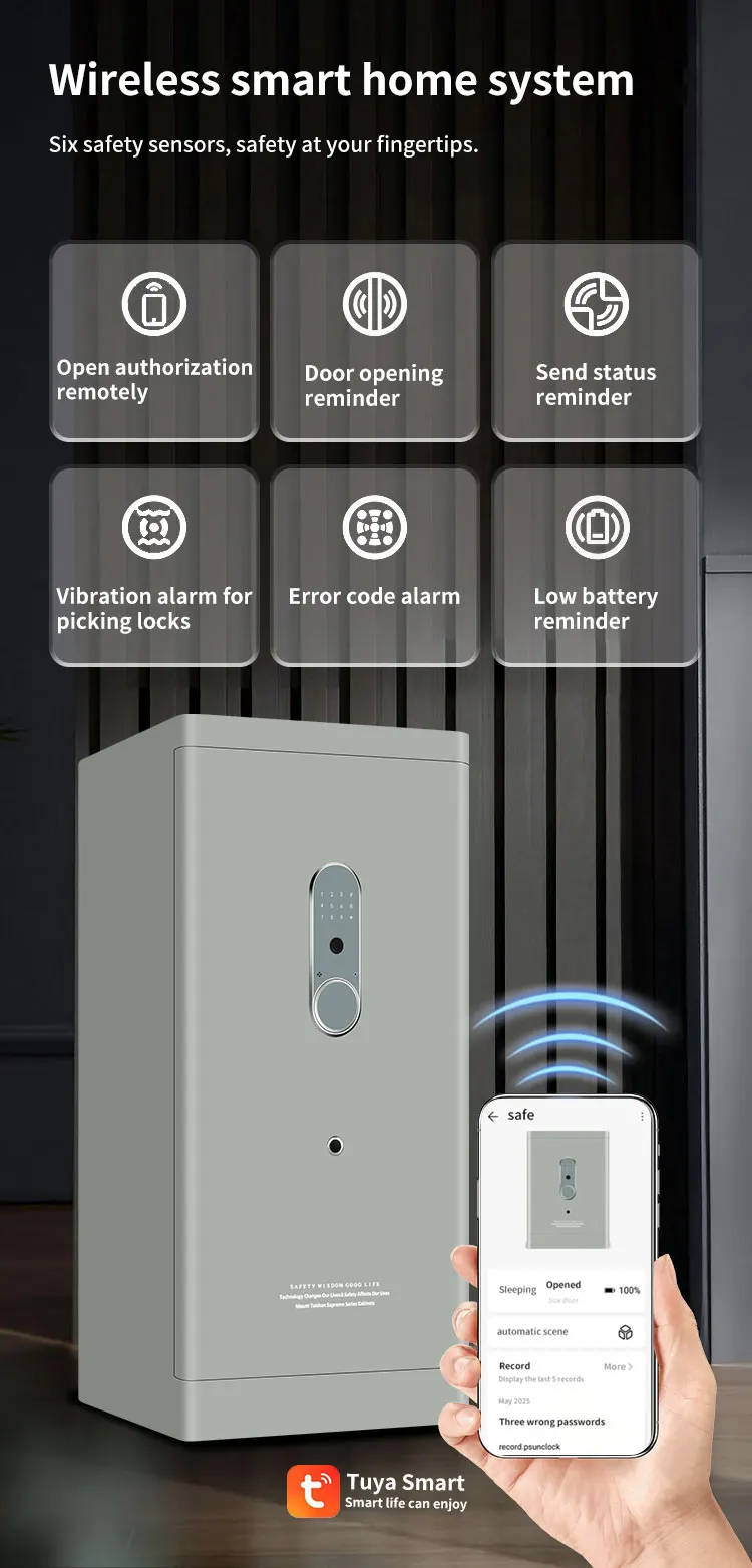 CEQSAFE Heavy-Duty Home Office TUYA APP WIFI Fingerprint Safe Thickened Metal Safe for Secure Storage factory