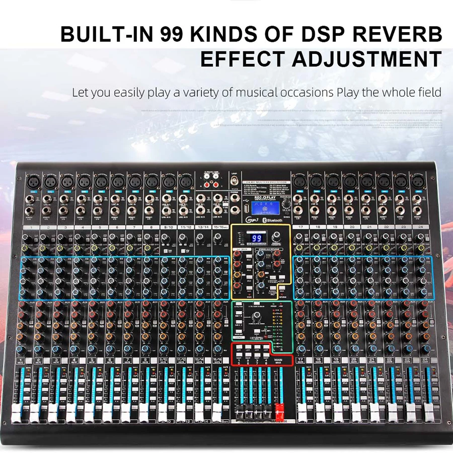 Biner Dx24c Professional Audio Mixer Builtin 99 Kinds Of Dsp Reverb Effect 24 Channel Audio