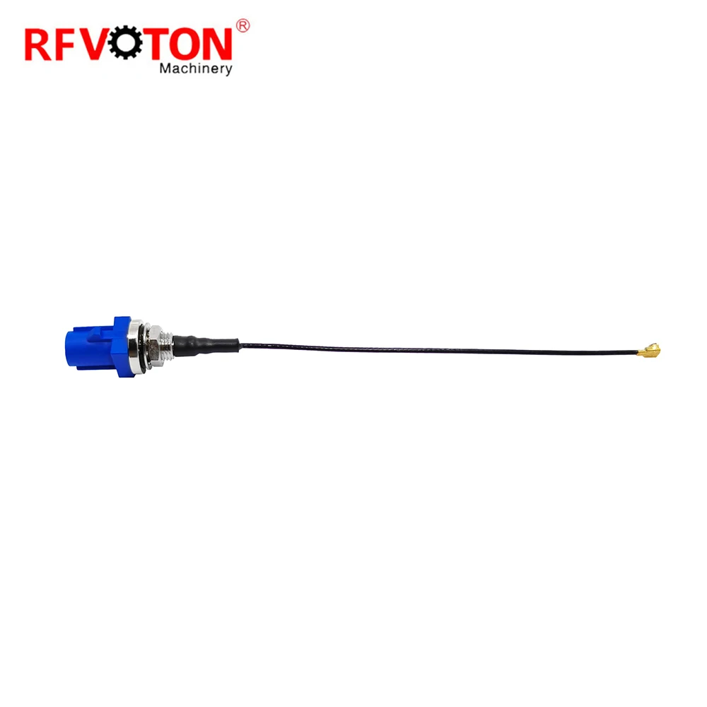 Factory Supply Customizable Fakra C Tye Blue Male Plug Macho to U.FL UFL MHF to 1.37mm Jumper Cable Assembly Pigtail Stock ROHS