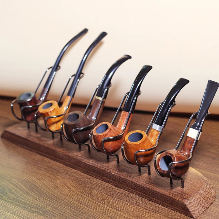 Wooden Tobacco Pipe Rack: Display Stand Holder for 6 Pipes