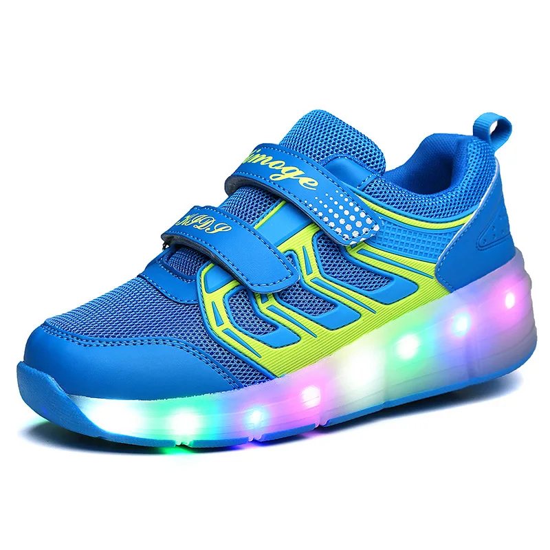 Amazon Wholesale mesh breathable Flashing wing Led shoes with Wheel rechargeable Skate Roller Shoes