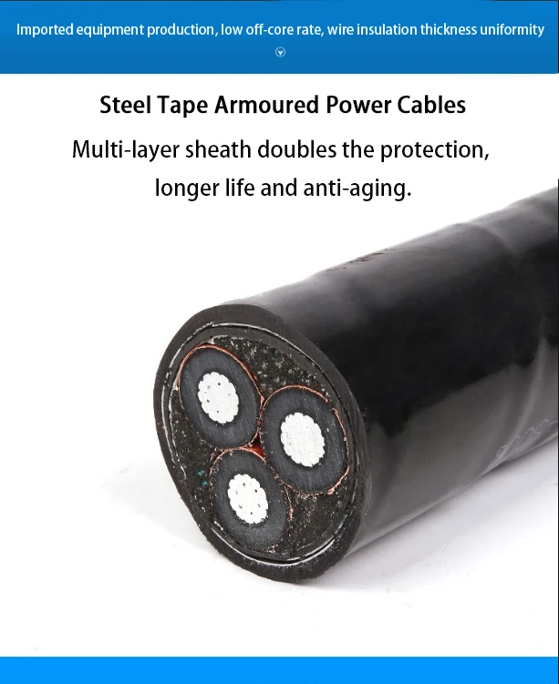 3 코어 순수 알루미늄 도체 전원 케이블 PVC 절연 xple 외부 외장 U1000 R2V RVFV NYVV N2XY N2XBY