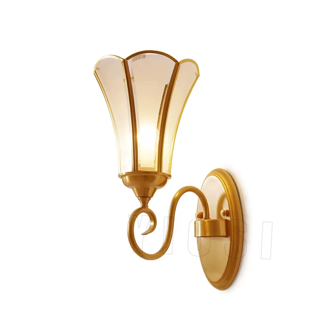 Vintage French Style Classic Wall Lamp Brass Material Petal Design