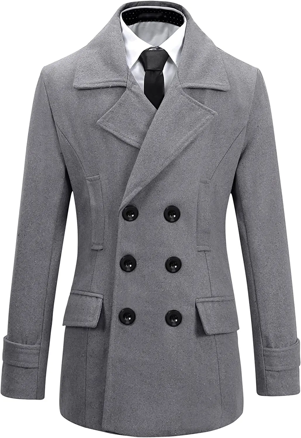 Mens Wool Slim Fit Double Breasted Half 
