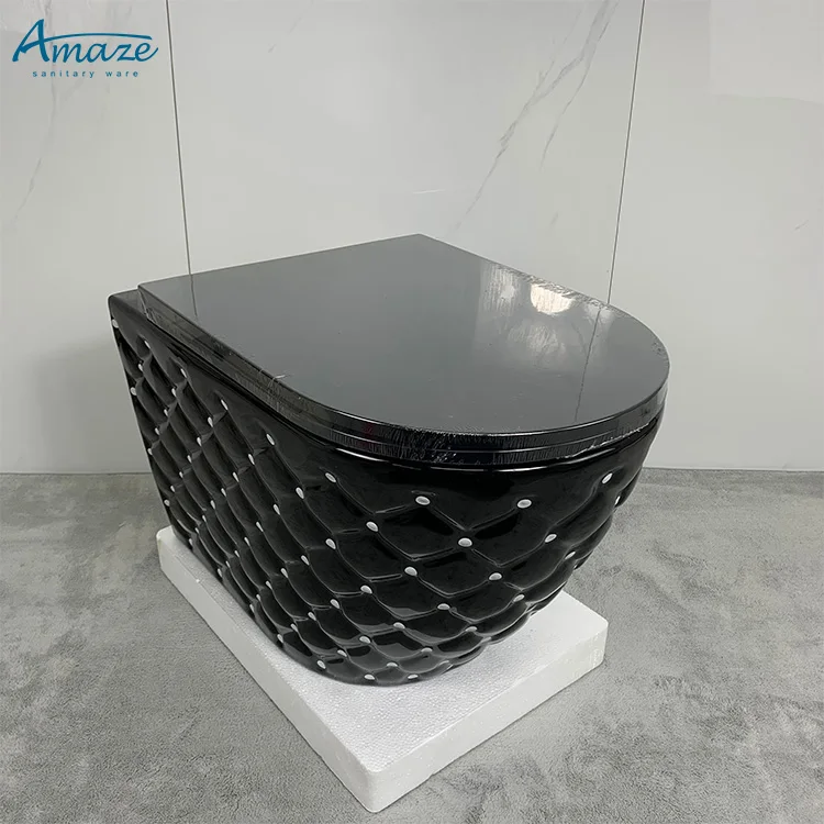 Luxury style good quality wall mounted electroplate bathroom ceramic sanitary ware wc commode color wall hung toilet bowl factory