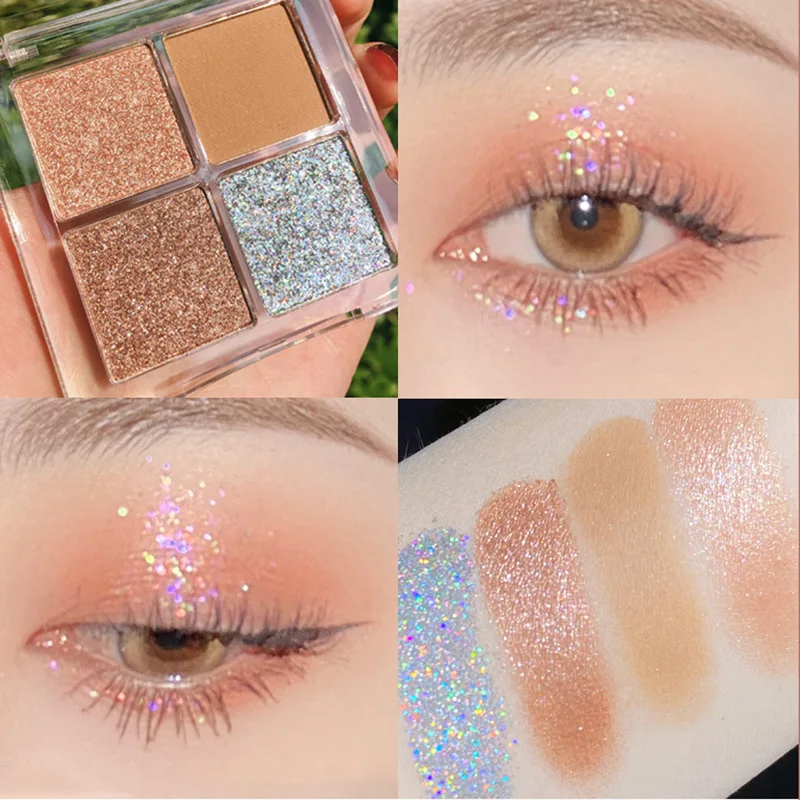 4 color matte pearlescent earth color eye shadow tray