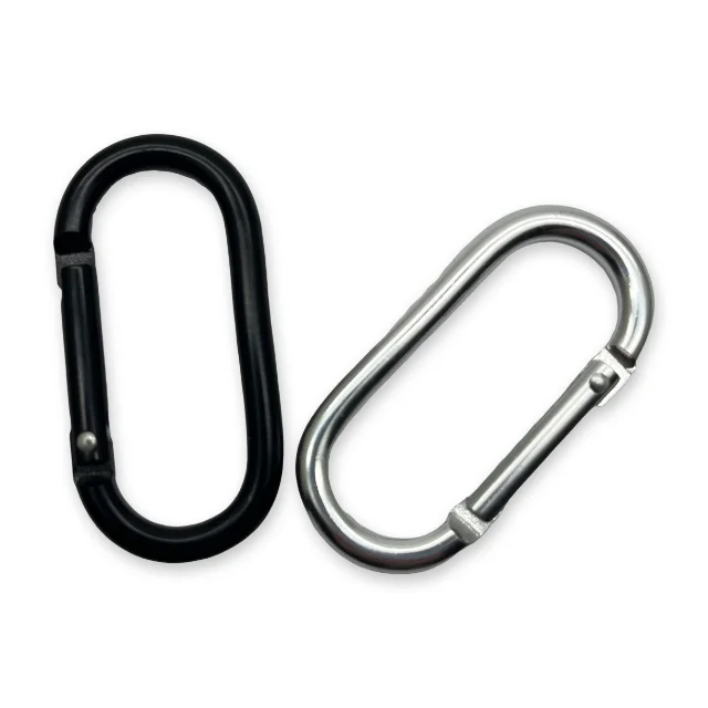Black Silver 4.4mmx50mm Runway Type Shape Aluminum Snap Hook Carabiner Clip