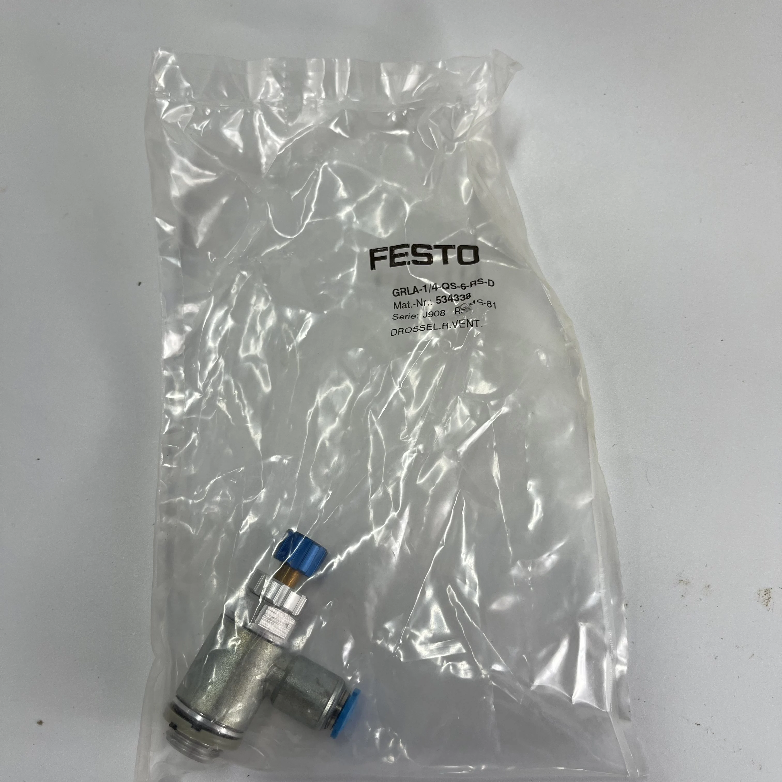 Festo Flow Control Valve GRLA-1/4-QS-6-RS-D 534338 Festo Flow Control Valve GRLA-1/4-QS-6-RS-D 534338