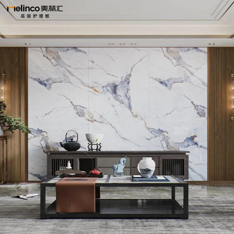 Melinco Modern Bambu Kaplama 5/9 mm Su Geçirmez, Yangına Dayanıklı, Ses Yalıtımlı Duvar Panosu, Ev ve Ticari Mekanlar İçin 5 Yıl Garanti, Oturma Odası