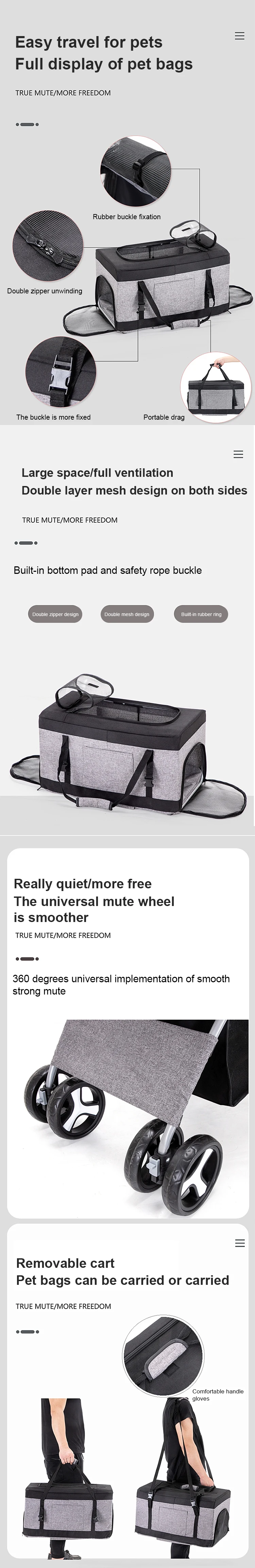 Wholesale portable pet strollers and Small dog cat trolley Pet Trolley Carriage Cart