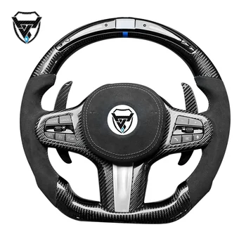 Black LED carbon fiber suede handle modified steering wheel for X1 X2 X3 X4 F10 F06 F91 F92 F93 F12 F13 F90  F36 F35 ZC-550D-T1