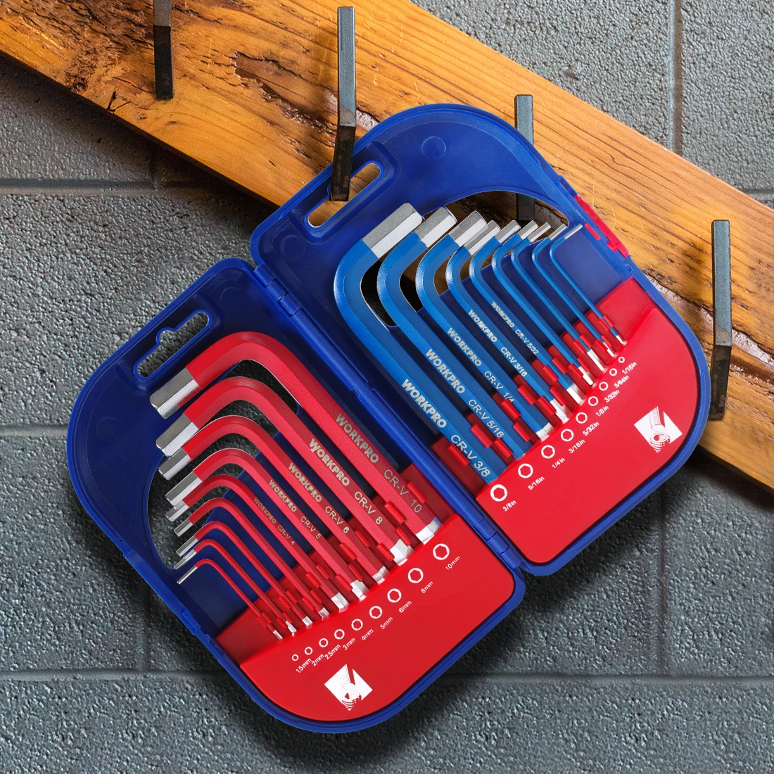 WORKPRO 18pcs High Quality Hex Key Set with Short Arm Hex Key Wrench Kit
