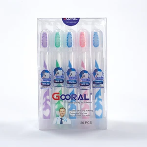 Biodegradable Soft Nylon Bristle Toothbrush for Adults Disposable PVC Packaging Round Filament Plastic Handle for Home Use