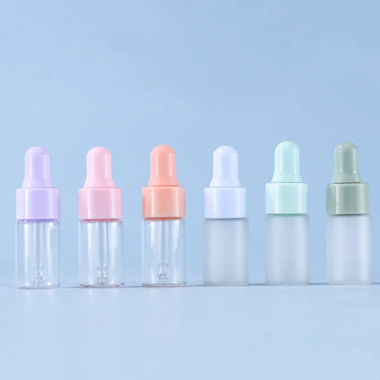 1ml 2ml 3ml 5ml Empty Small Sample Essential Oil Glass Dropper Container Cosmetic Serum Bottle