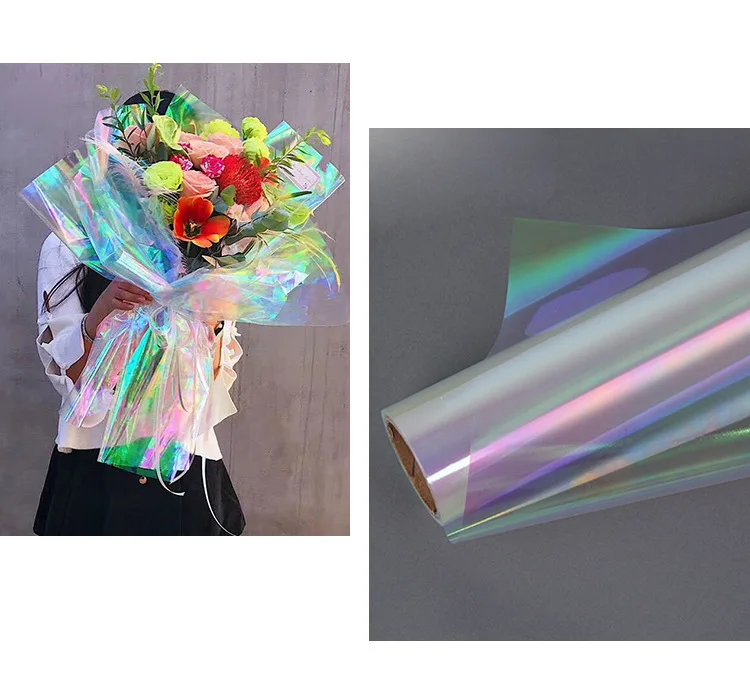 5.3 Silk 70cmx50m Bouquet Wrapping Paper Waterproof Material Transparent  Flower Gift Wrapping Paper