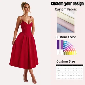 2026 Summer New Fashion Women's Halter Solid Color Midi Dress Sexy Backless Halter Gentle Vacation Style Dresses