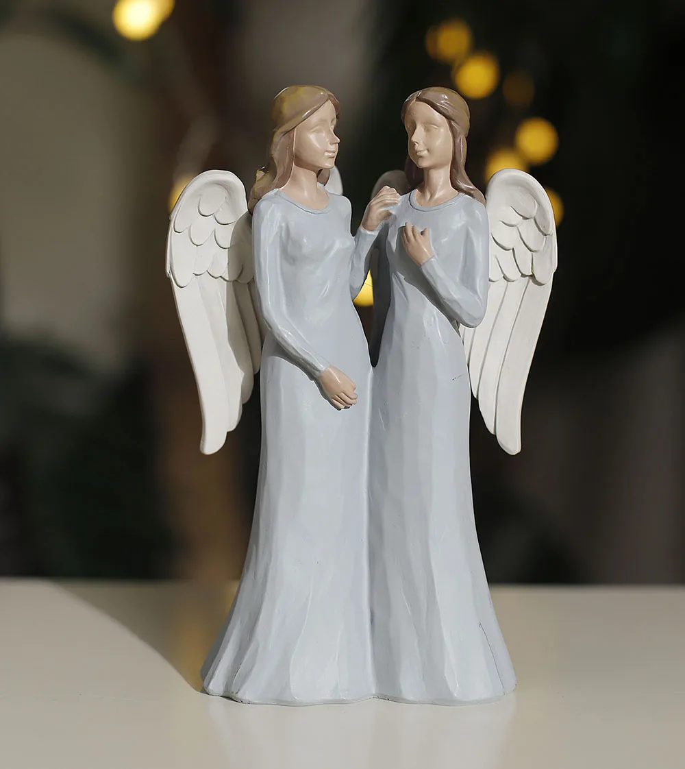 树脂姐妹永远天使雕像热卖天使礼物姐妹朋友之间的家居桌面装饰, image size:1000x1122