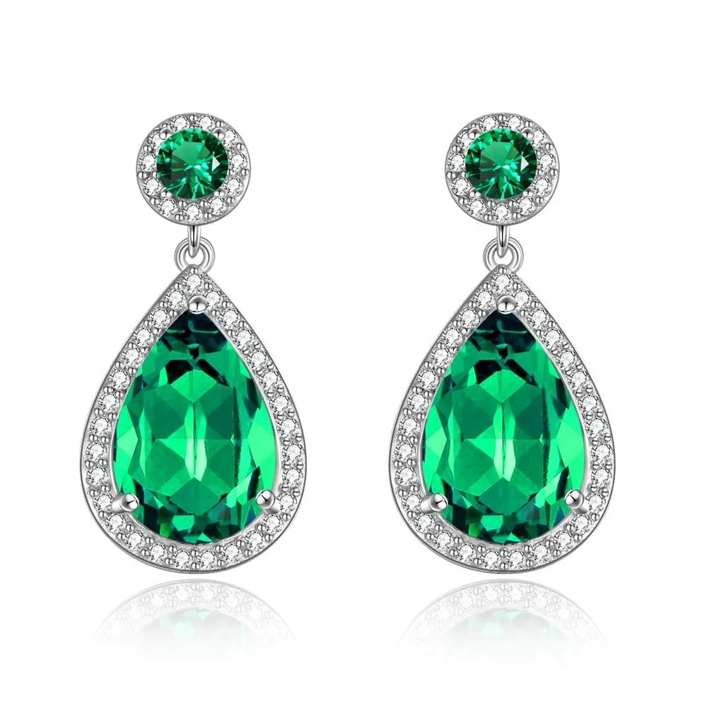 Emerald Zirconia Drop Earrings