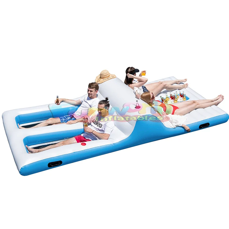 Beach Inflatable Floating Island Party Lounger Tropical Breeze Inflatable  Floating Island for Leisure