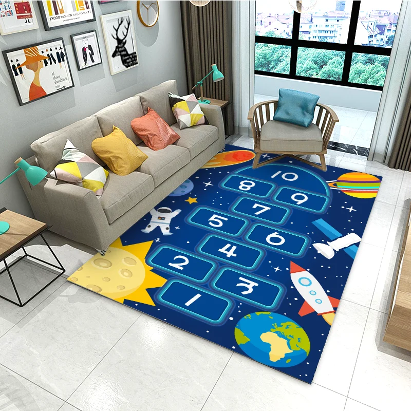 Custom Design Non-slip 3D Printing Pattern Rug Bedside Anti Fatigue Baby Play Children Mat for