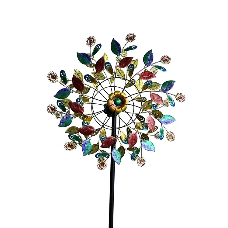 Multi-Color Little Daisy Kinetic Rotary Metal Wind Spinner