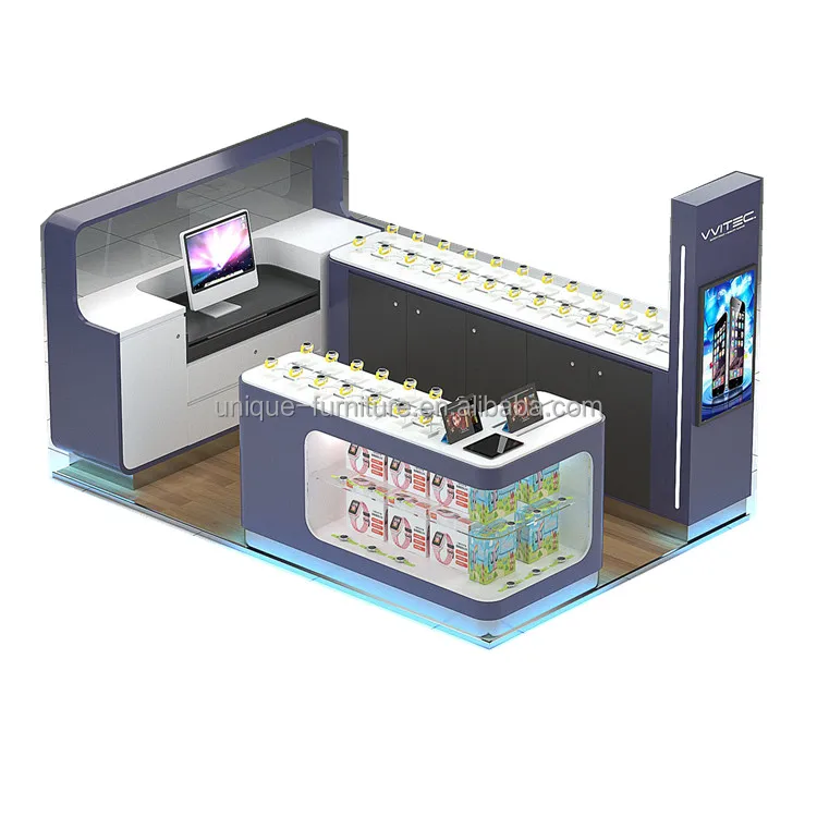 Popular Design Watch Kiosk Design Retail Children Smart Watch Booth Stall  Modern Phone Stand with LED Light Lamp for Sale