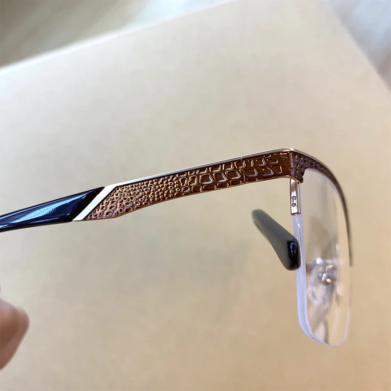 2024 Newest Optical Lens Unique Design Square Metal Half Frame Men Prescription Myopia Eye Glasses Frames Optical