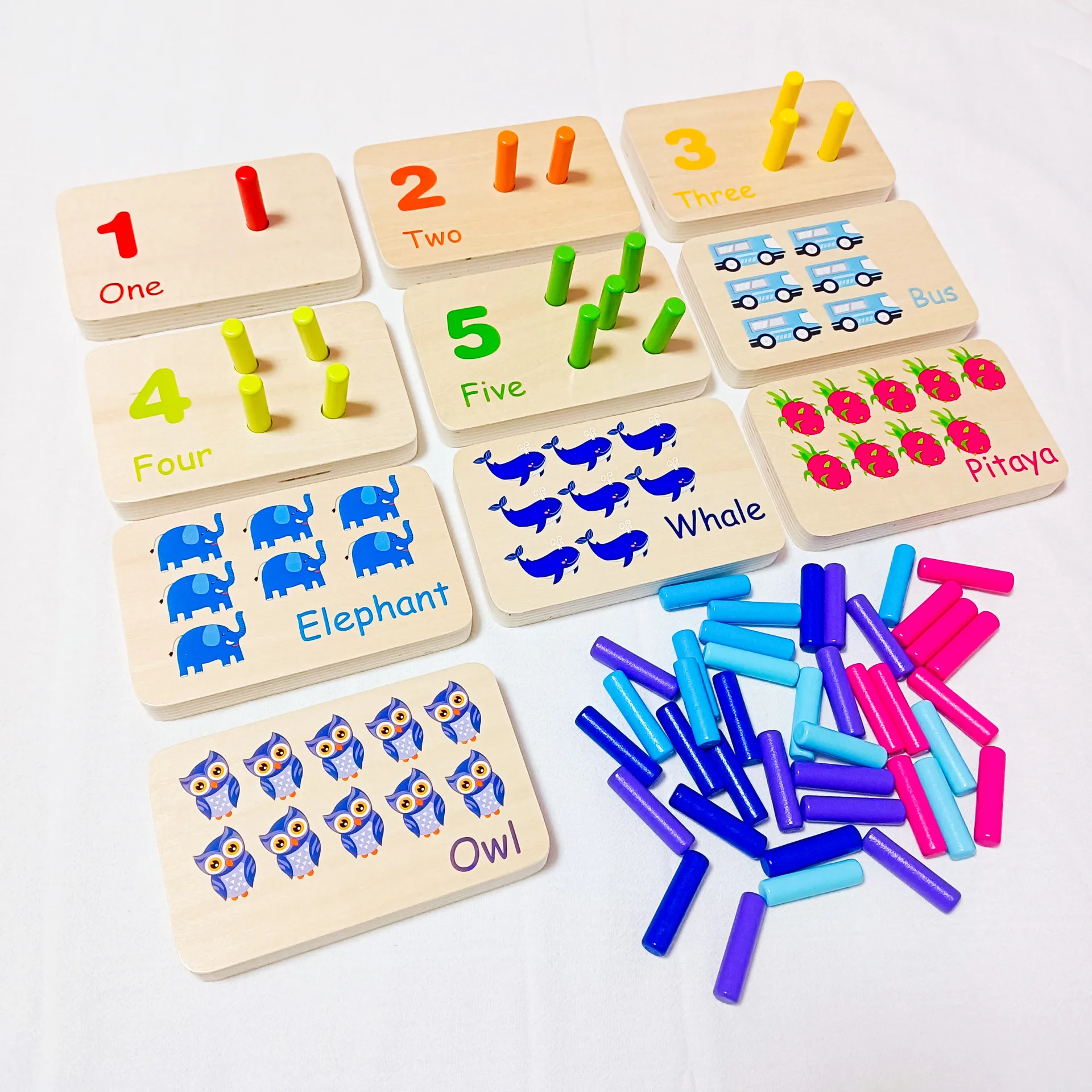 CPC CE Montessori Wooden Math Manipulative Materials Number Counting Peg Board Learning Toy for Toddlers