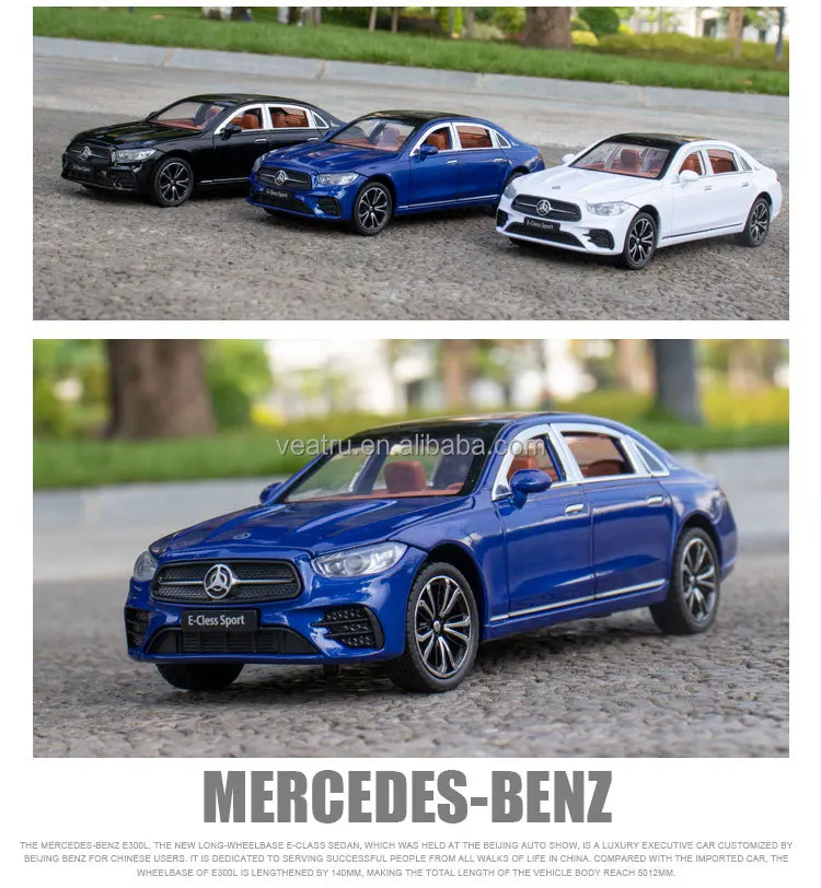 1:24 Scale Car Models Benz E300L with Sound and Light Pullback Metal ...