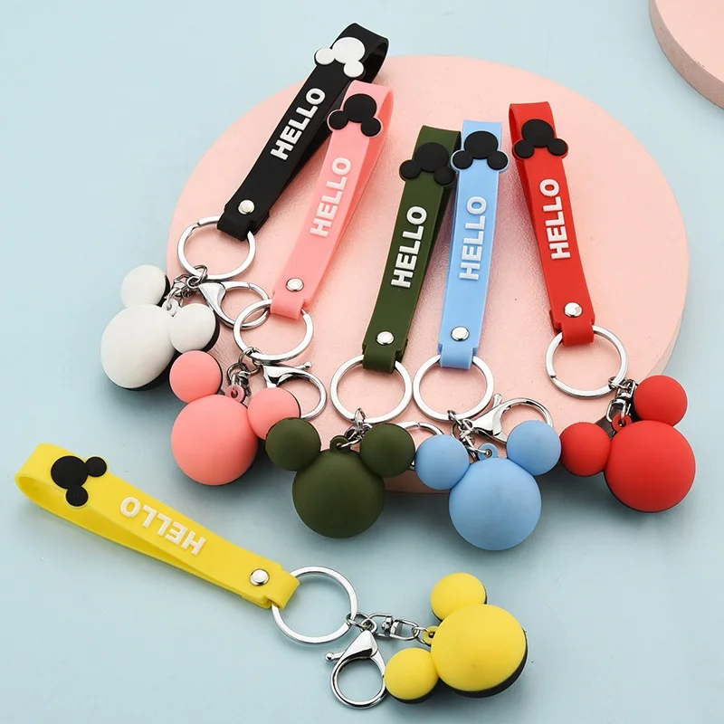 Cartoon Anime Mickey Head Keychain Children Ladies Key Chain Ring Creative  Soft Mouse Pendant Couple Gift Package Decoration