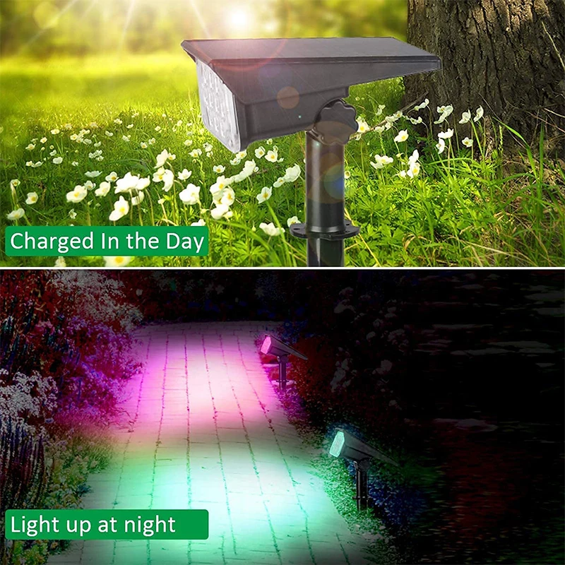 product adjustable 10led rgb waterproof solar powered spotlight for garden wireless outdoor yard landscape light-43