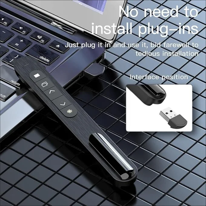 QUI Presenter PPT PowerPoint Clicker RF 2.4GHz USB Presentation Remote Control Suitable for Keynote /PPT/Mac/PC