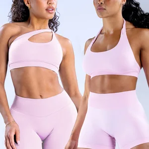 Breathable Durable Seamless Solid High-Waisted 2-Piece Activewear Yoga Set Daily Fitness Outdoor Sportswear Elastic Waist