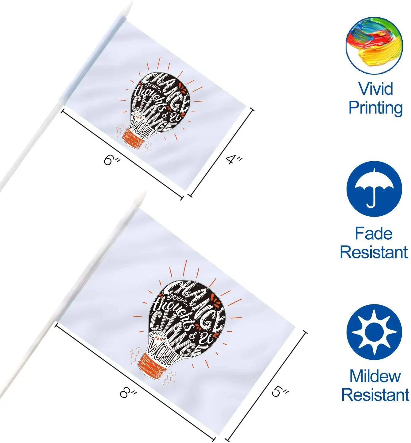 Custom Miniature Stick Flag With Pointed Plastic Wood Aluminium Pole Customized Hand Held Mini Flags