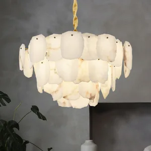 Modern All-Copper Marble Chandelier Simple Creative Designer New Luxury Chinoiserie for Living Room & Restaurant Hanging