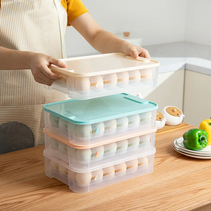 Refrigerator egg box Fresh-keeping storage Household plastic container to put eggs on the rack of shockproof box