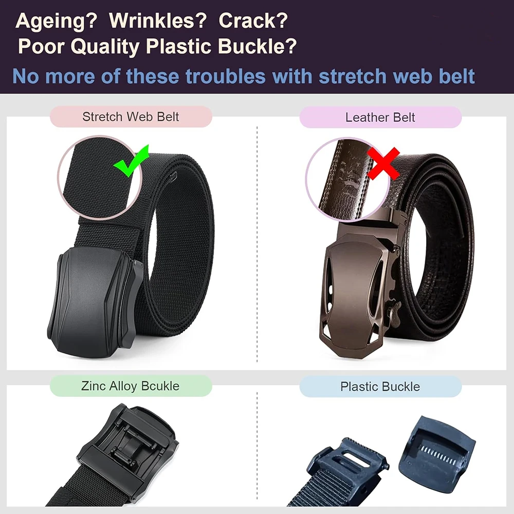 Wholesale Lightweight Stab-proof Men's Tactical Stretch Nylon Belt Pants Hiking Hunting Webbing Belt