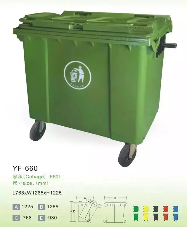 660l Plastic Dustbin Wheelie Trash Can Street School Park Community ...