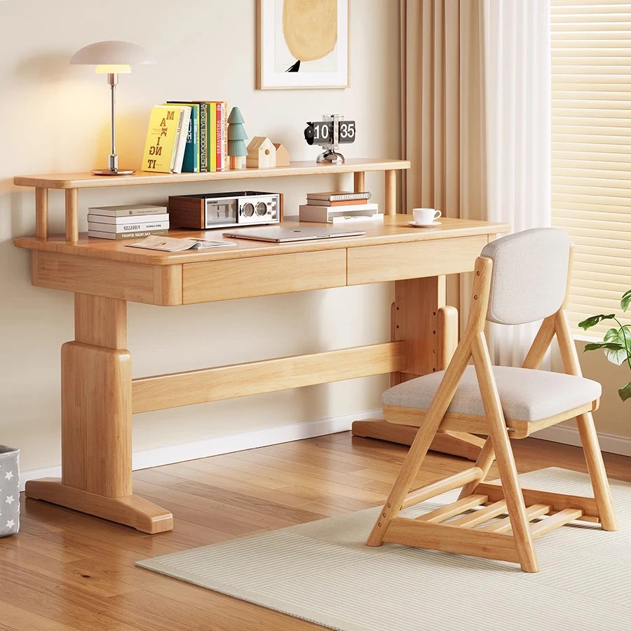 Solid Wood Folding Writing Table Chair Suite for Children for Home Bedroom  Living Room Primary School Use Kids' Study Desk