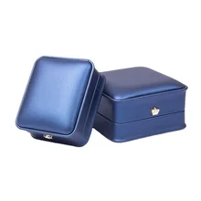 Ready to Ship PU Leather Crown Luxury Wedding Band Gift Packing Box Ring Box for Jewelry Packing