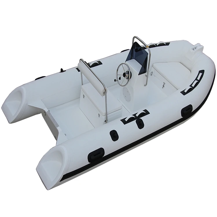 CE Certified 390cm luxury durable rib boat fiberglass bottom hypalon tube inflatable center console rib 390 boat