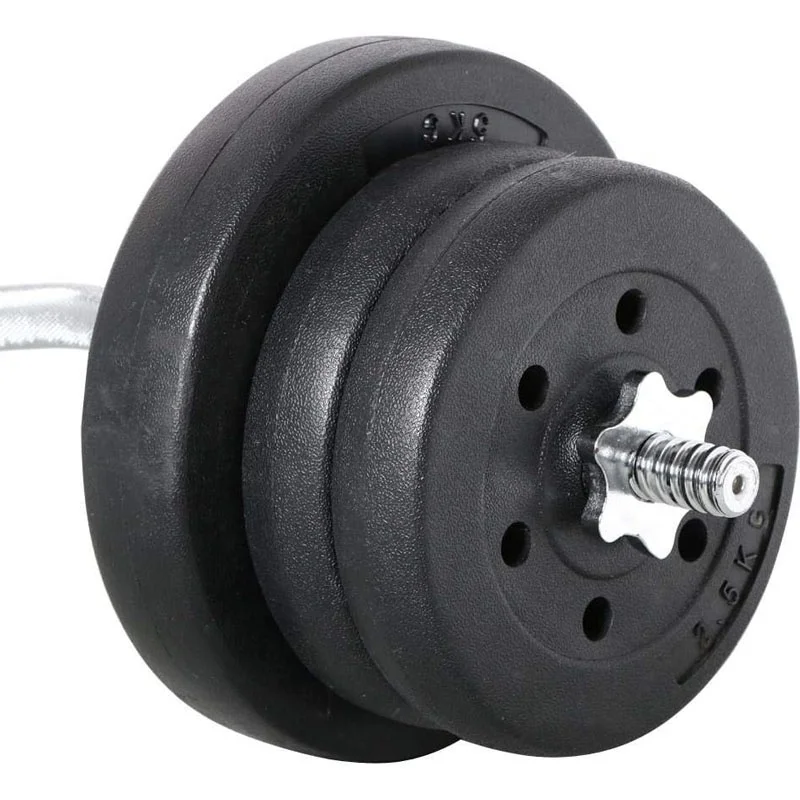 20KG Gym Barbell Weights Adjustable EZ Curl Bar Dumbbells Fixed