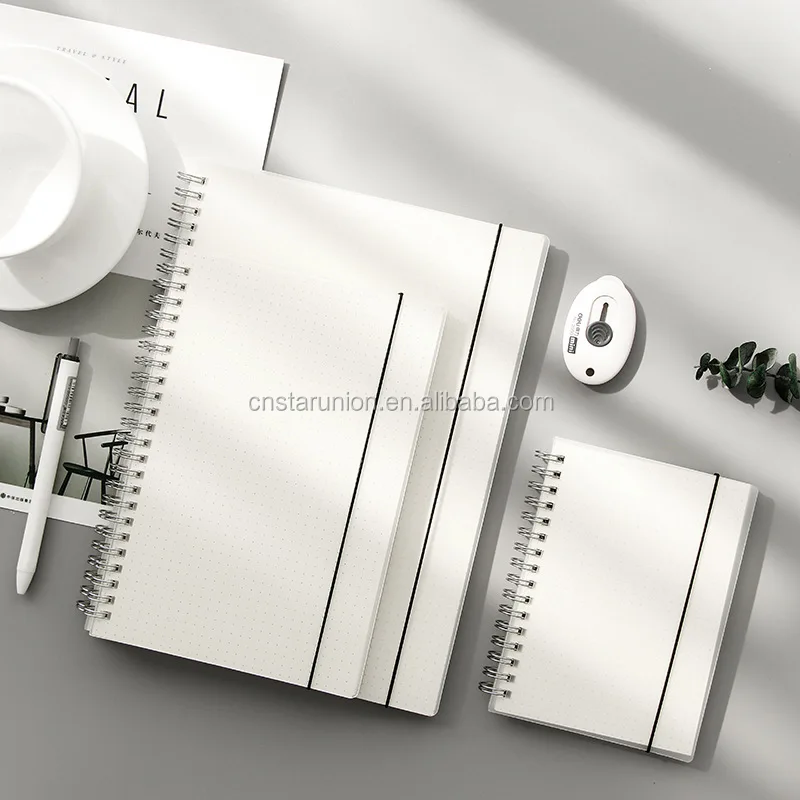 Cheaper School Customizable Logo Spiral Notebook Printed Notepad Plastic Grinding Cover Zhejiang Factory Coil Binding Notebooks