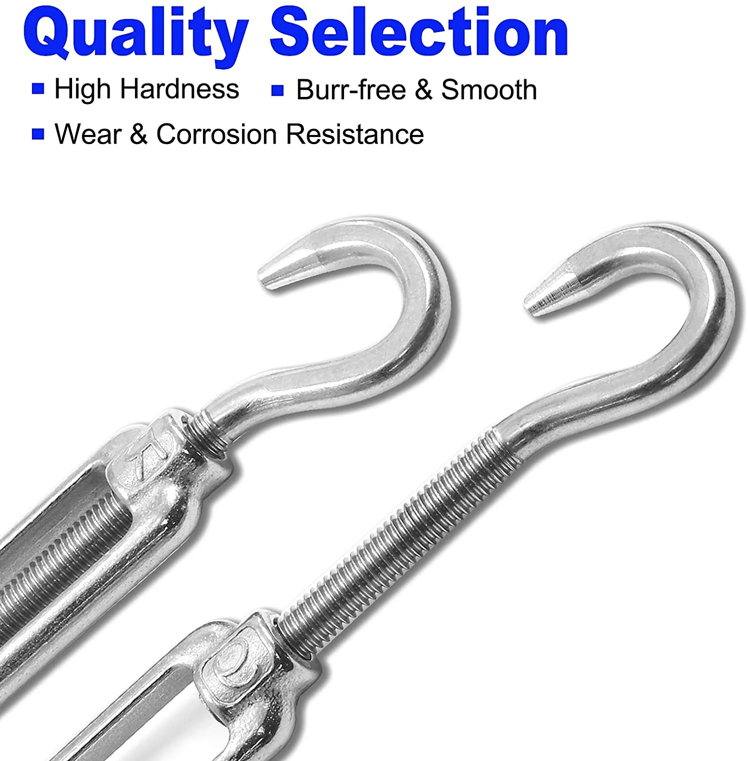 Custom Two Ending Hook Wire Rope Tension 304 Stainless Steel Turnbuckle