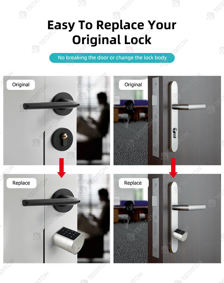 Tediton Newest Design Gold Smart Cylinder Lock Euro Cylinder Lock Tuya