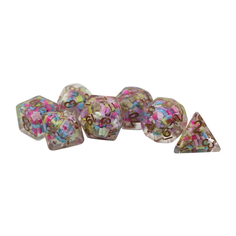 Custom 7pcs RPG Dnd Polyhedral Resin Dice Set 16mm Size for Dnd Games details